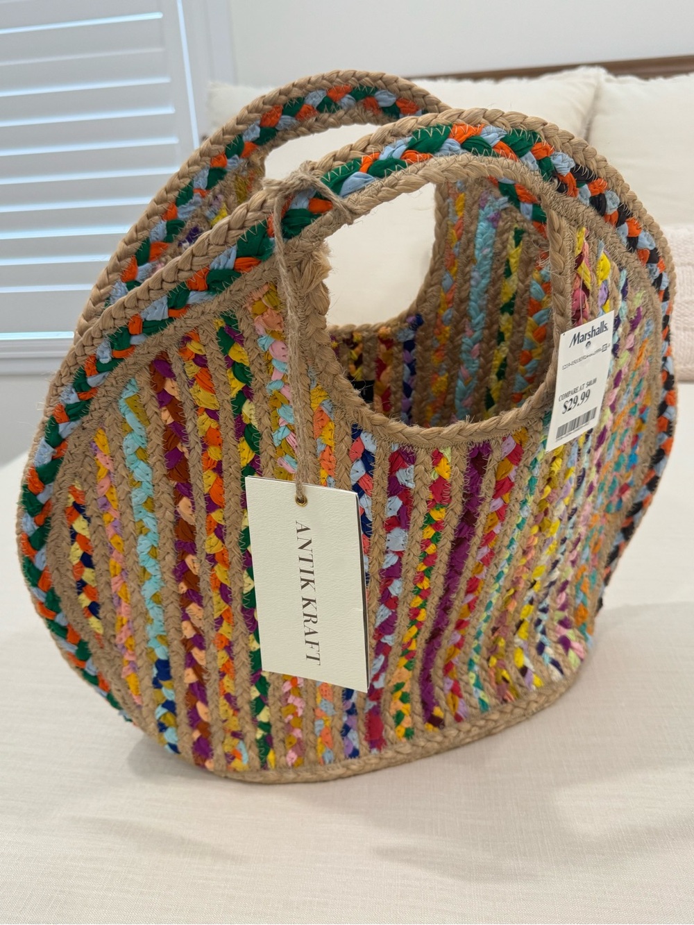 Multicolor Braided Straw Tote Bag - Women - Picture 2 of 8